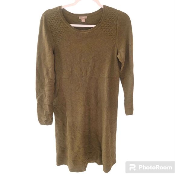 J.Jill Women's Dark Green Simple Cotton/Nylon Dress Size S - Picture 1 of 4